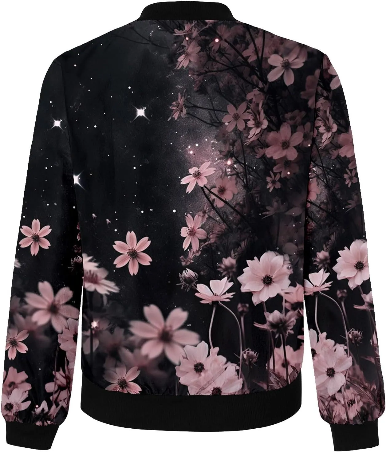 Bomber Jacket Women Casual Zip up Outerwear Windbreaker Long Sleeve Windproof Spring Fall Jackets with Pockets