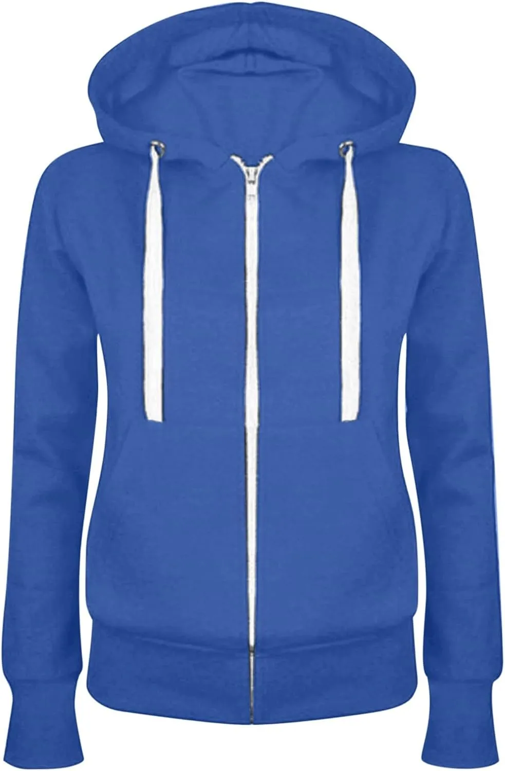 BOXIACEY Fleece Hoodie Women Zip Up Drawstring Jacket Long Sleeve Lightweight Hoodie Casual Hooded Jacket with Pockets