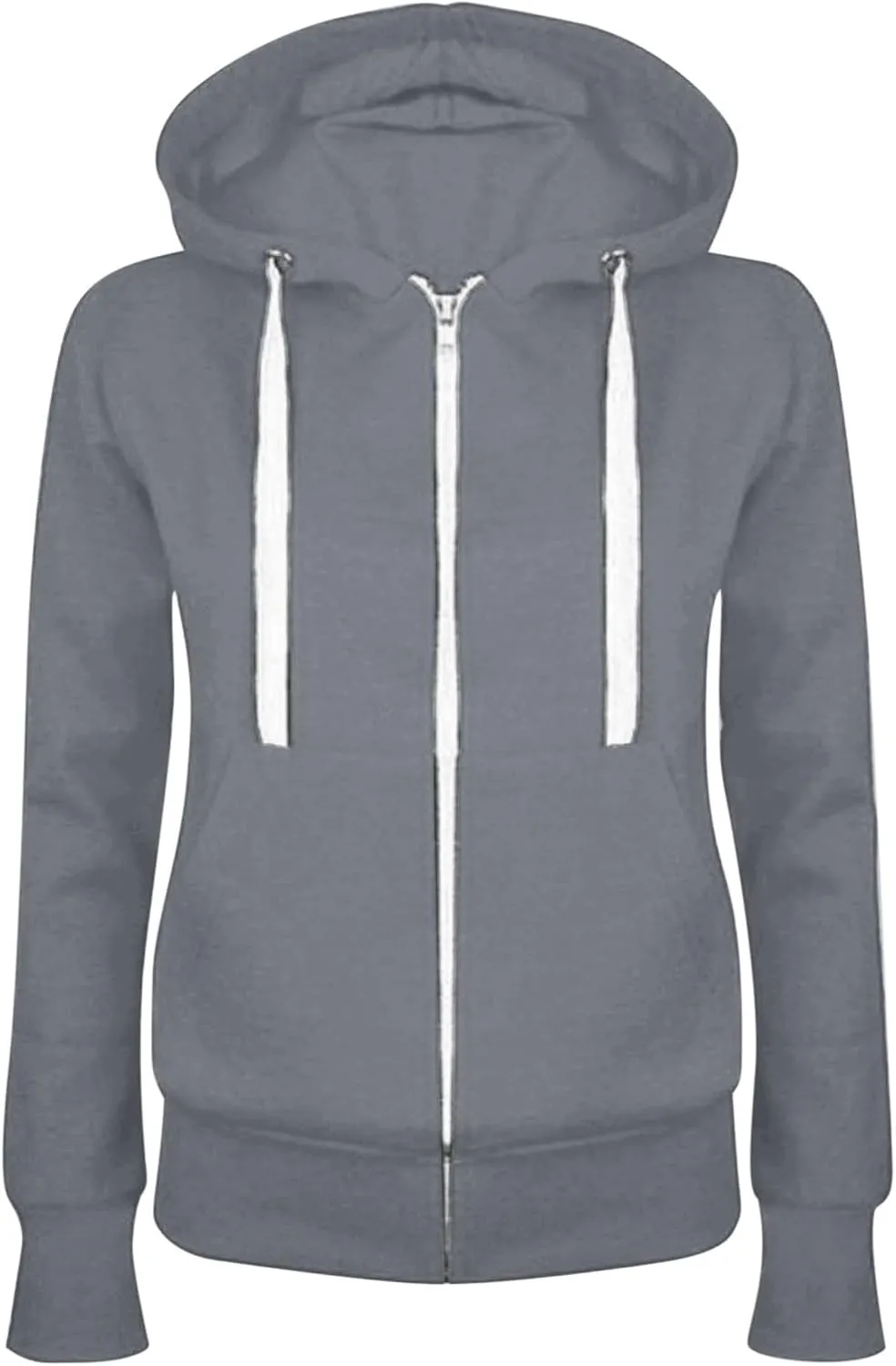 BOXIACEY Fleece Hoodie Women Zip Up Drawstring Jacket Long Sleeve Lightweight Hoodie Casual Hooded Jacket with Pockets
