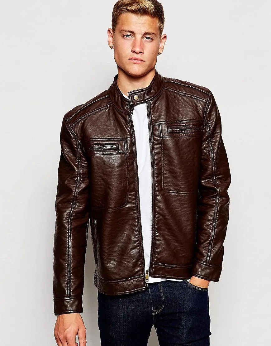 Brave Soul Premium Faux Leather Biker Jacket