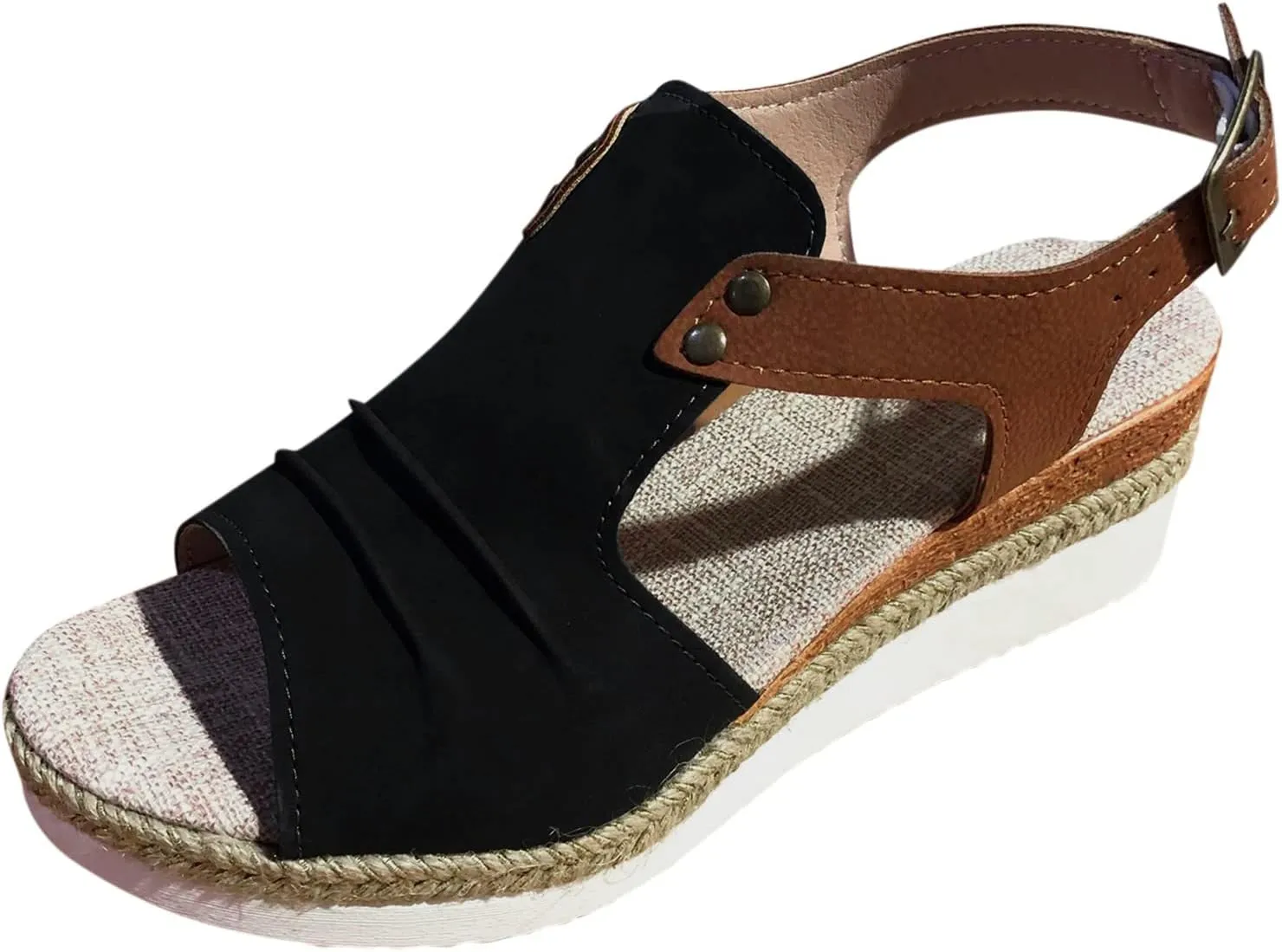 Cathalem Orthopedic Platform Wedge Sandals for Women Summer Dressy 2024 Flat Open Toe Ankle Strap Sandals Comfortable Slip on Beach Sandals