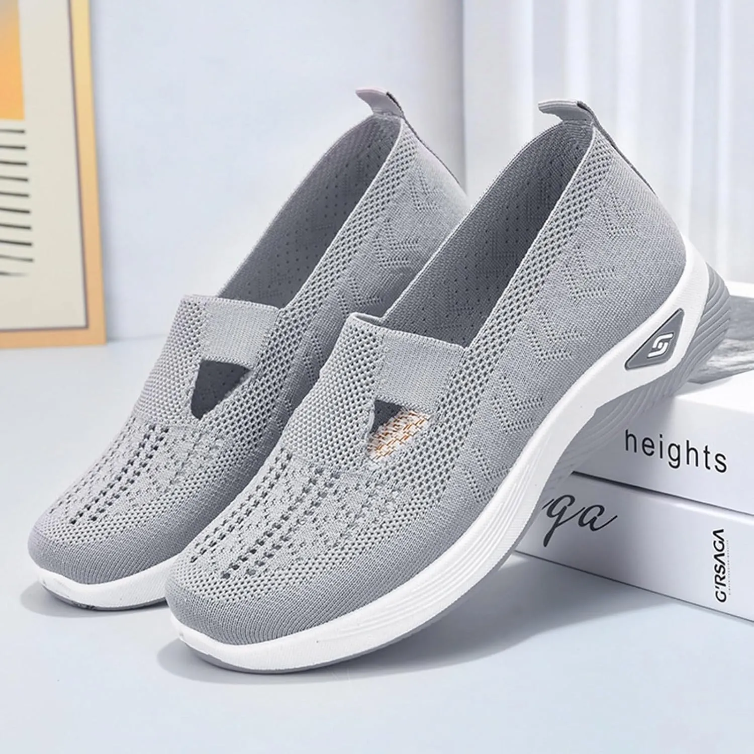 Cathalem Orthopedic Shoes for Women Go Walking Slip on Diabetic Foam Shoes Hands Free Slip in Sneakers Arch Support