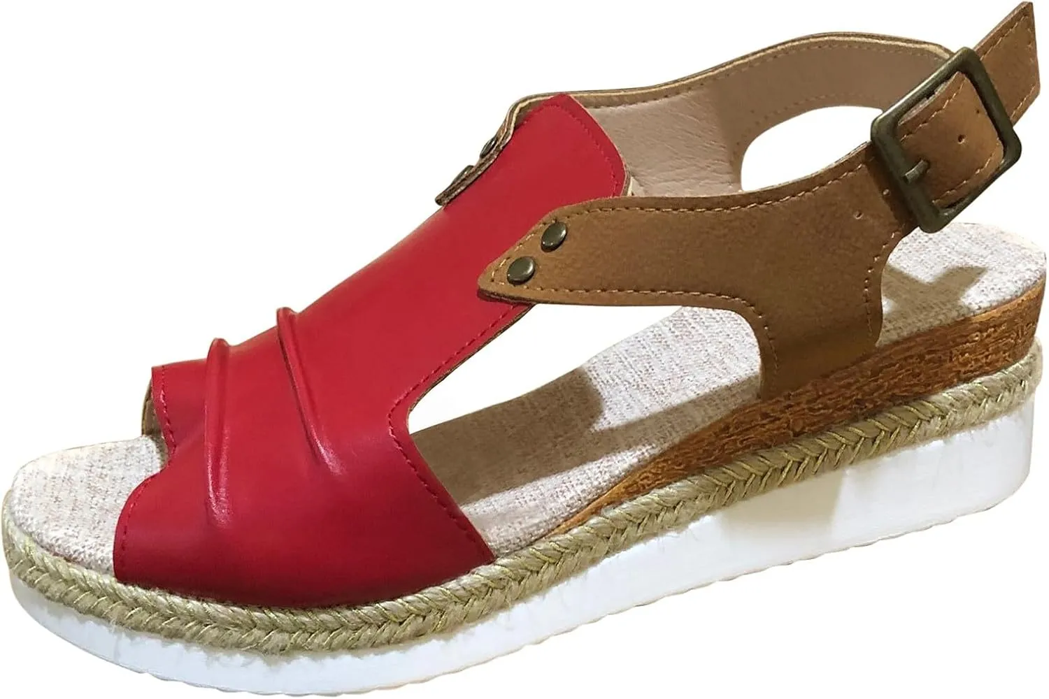 Cathalem Orthopedic Wedge Sandals for Women Summer Dressy Slip on Open Toe Ankle Strap Platform Sandals Beach Comfortable Outdoor Shoes