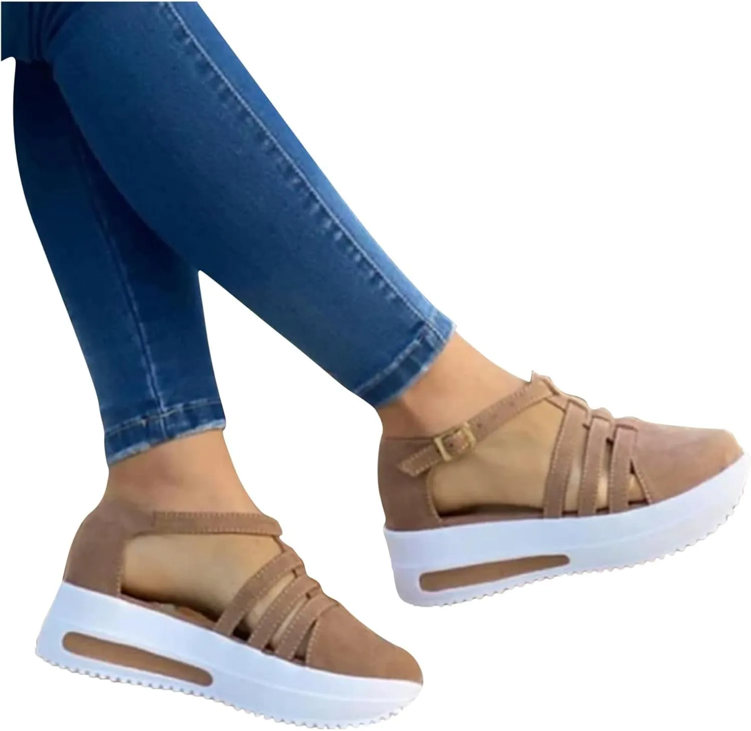 Cathalem Sandals for Women Summer,Comfortable Closed Toe Sandals Plarform Sandals with Back Strap Slip on Walking Shoes Women