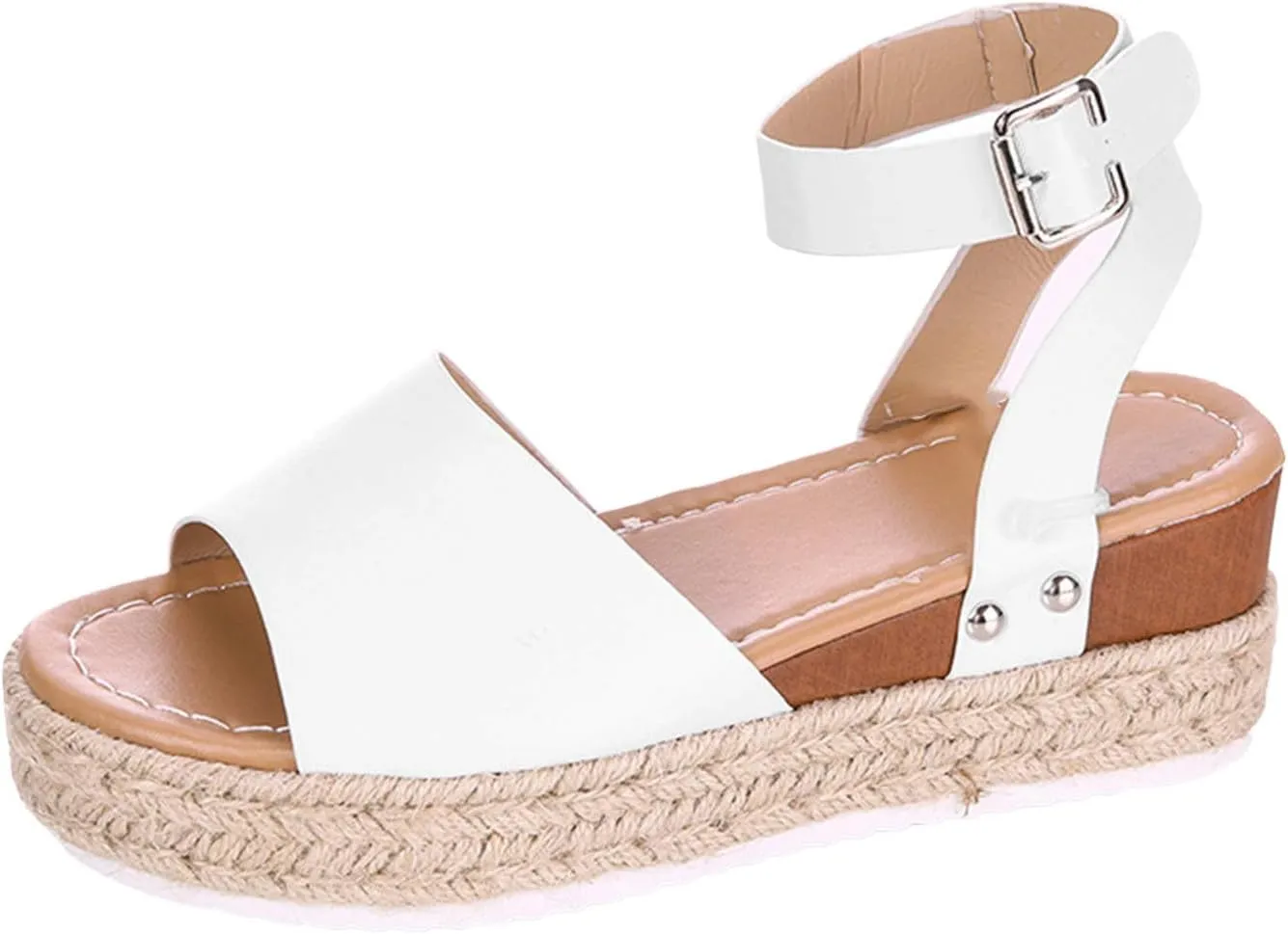 Cathalem Summer Sandals for Women 2024 Buckle Ankle Strap Open Toe Platform Sandals Casual Sandals Comfortable Wedge Sandals