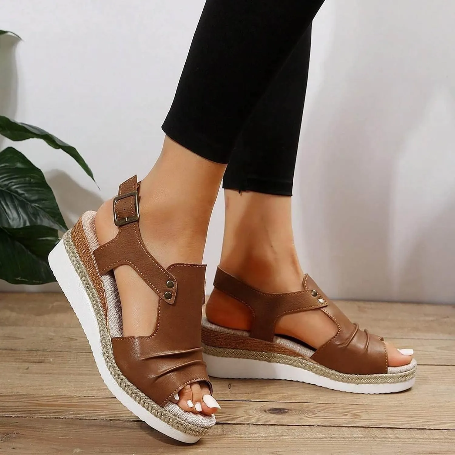 Cathalem Summer Sandals for Women 2024 Dressy Summer Espadrille Sandals Comfortable Sandals Womens Fashion Casual Ankle Strap