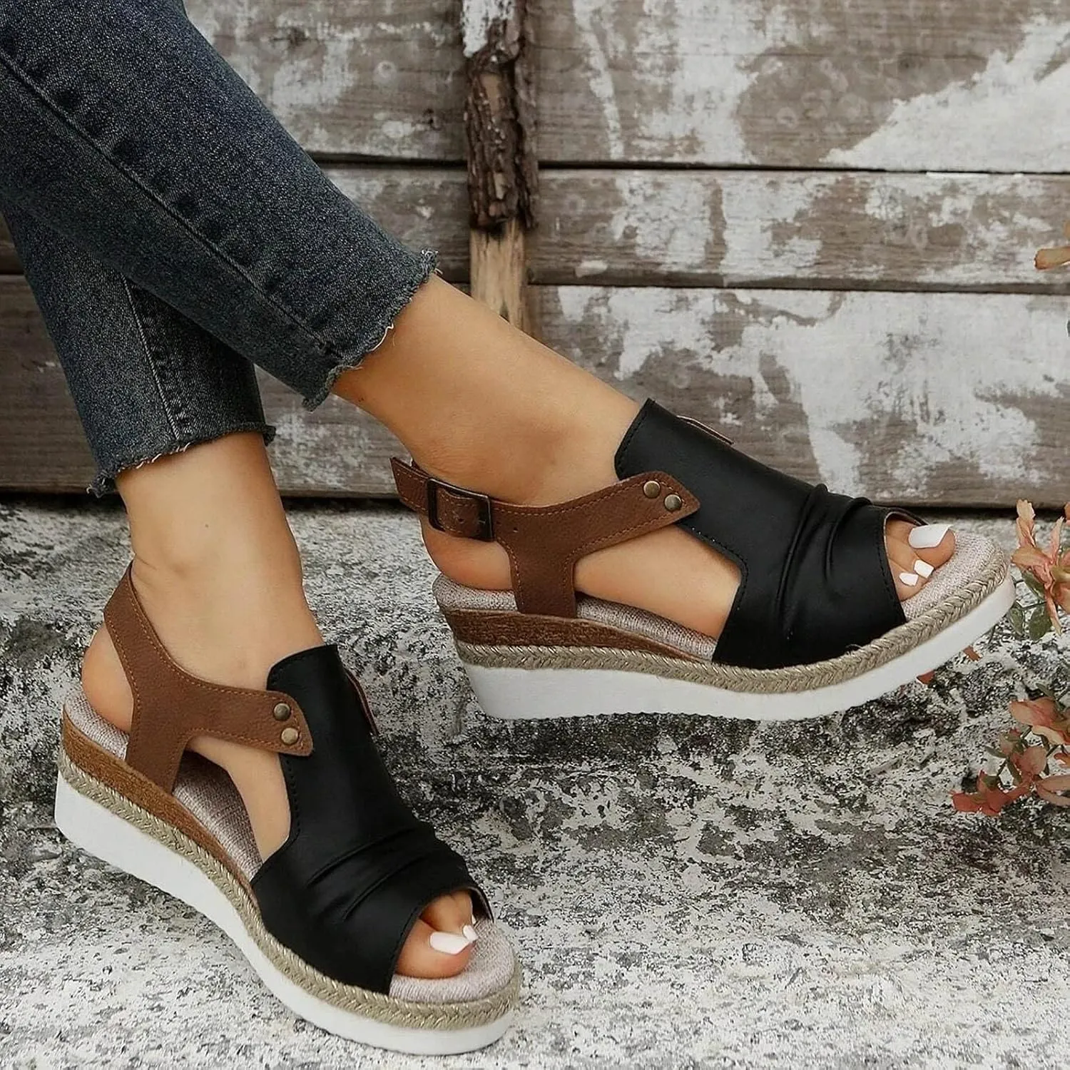 Cathalem Summer Sandals for Women 2024 Orthopedic Platform Sandals Espadrille Sandals Women Outdoor Beach Shoes