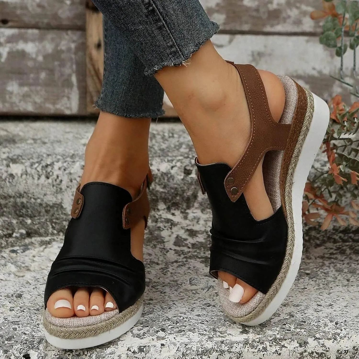 Cathalem Summer Sandals for Women 2024 Orthopedic Platform Sandals Espadrille Sandals Women Outdoor Beach Shoes