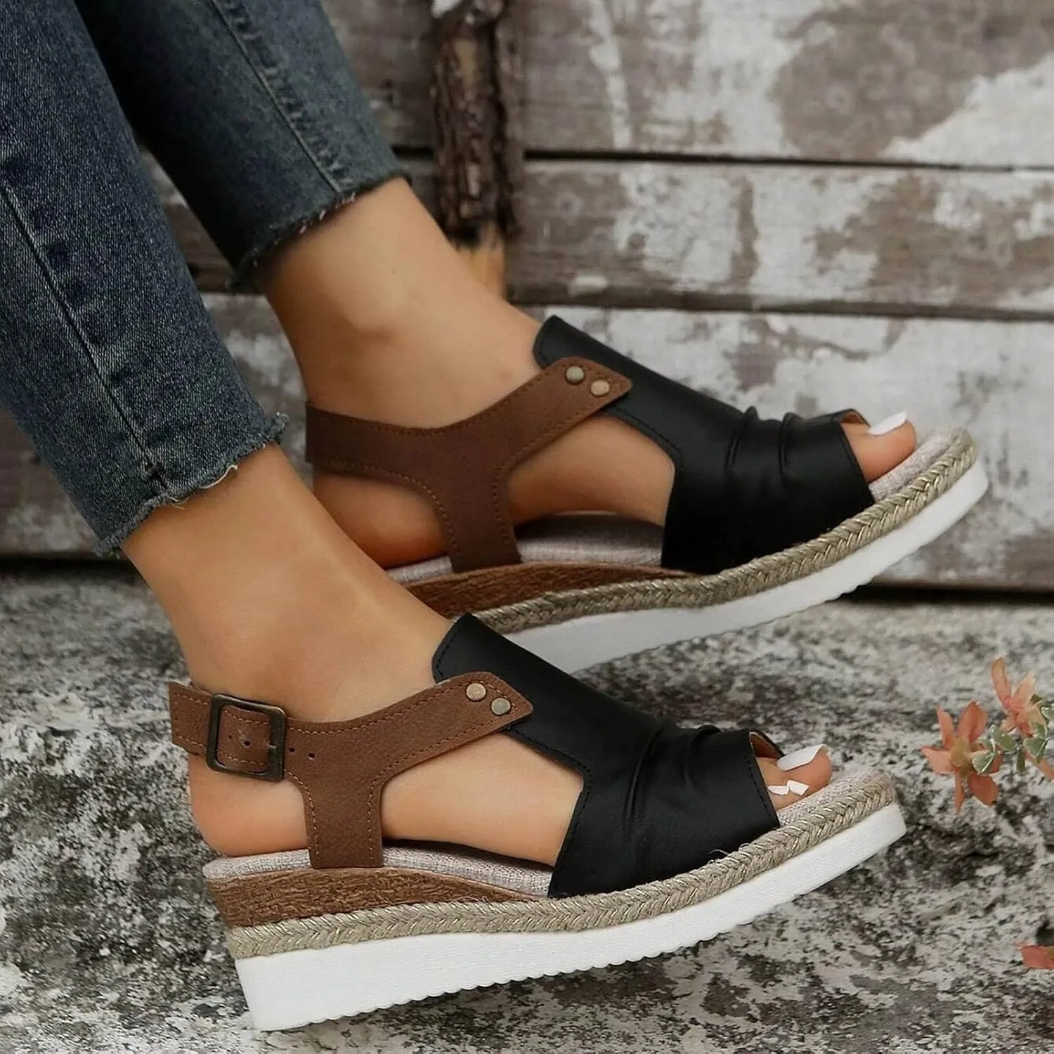 Cathalem Summer Sandals for Women 2024 Orthopedic Platform Sandals Espadrille Sandals Women Outdoor Beach Shoes