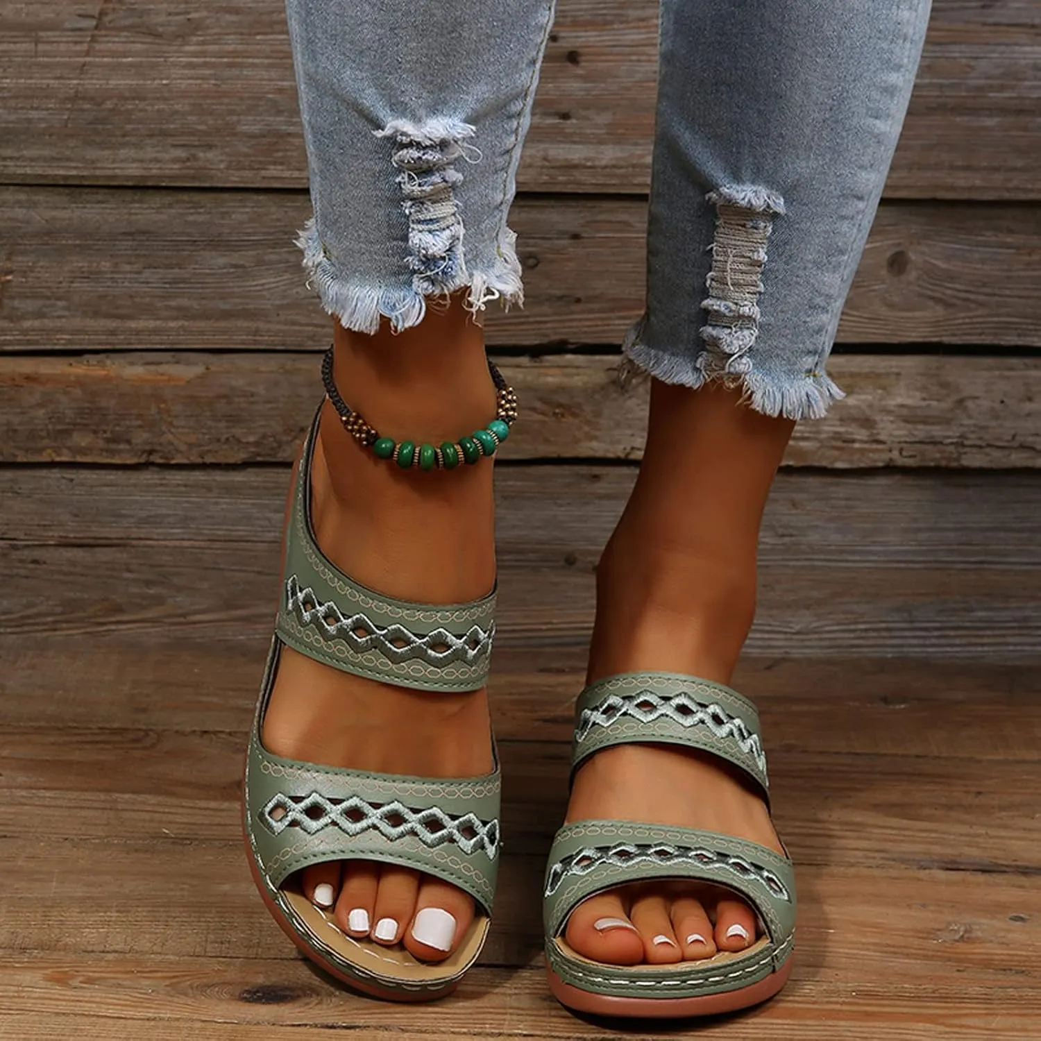 Cathalem Summer Sandals for Women 2024 Orthopedic Sandals Womens Walking Sandals with Arch Support Casual Flip Flops