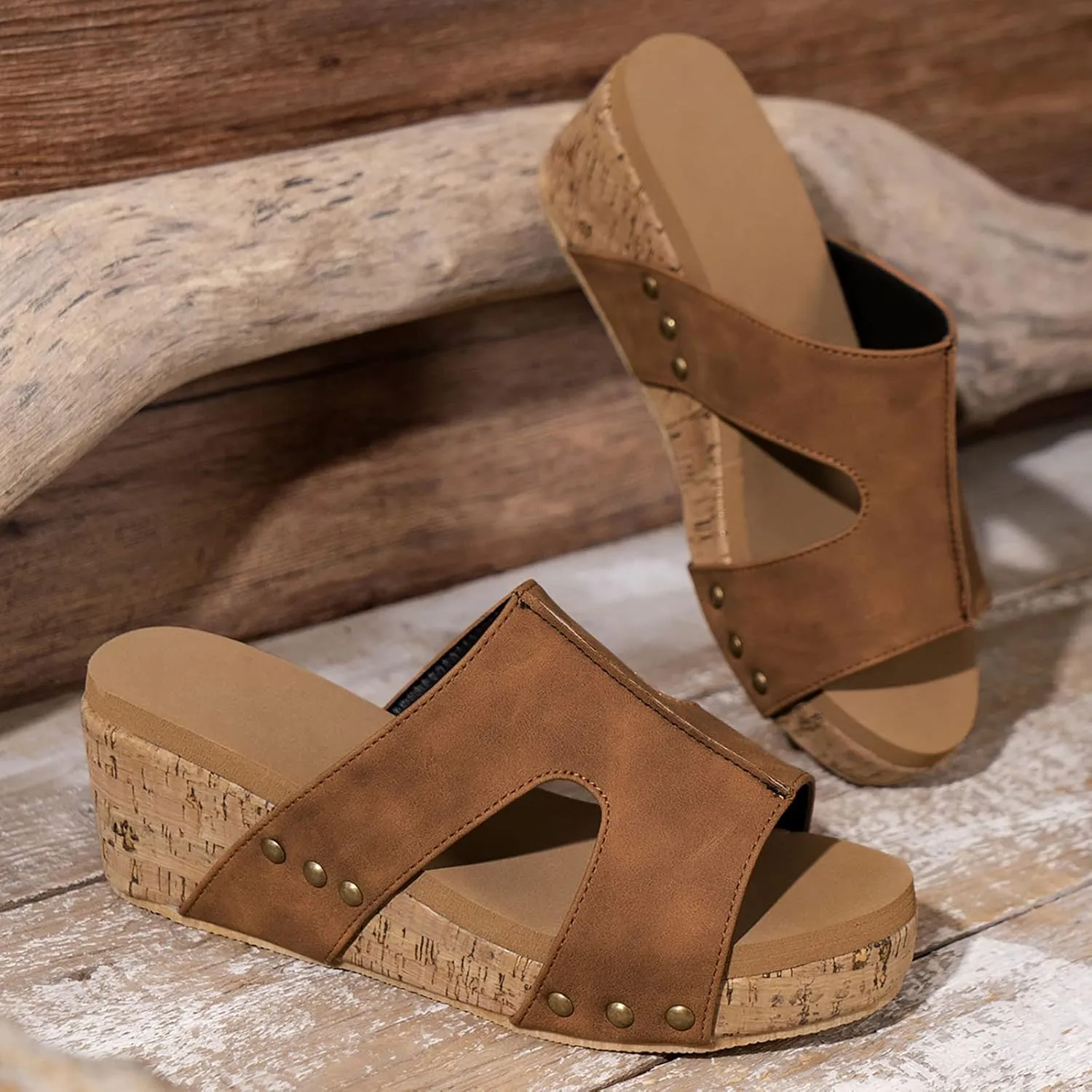 Cathalem Wedge Sandals for Women 2024, Women's Platform Wedge Sandals Open Toe Buckle Ankle Strap Espadrilles Sandals