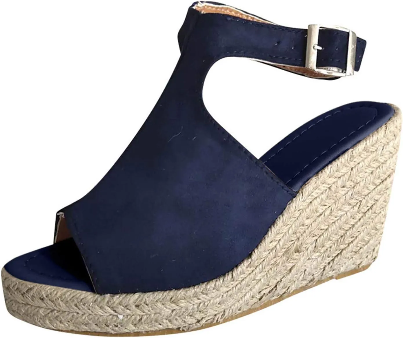 Cathalem Wedge Sandals for Women Dressy Summer, Womens Comfy Espadrille Beach Sandals Open Toe Ankle Strap Buckle Platform Sandals