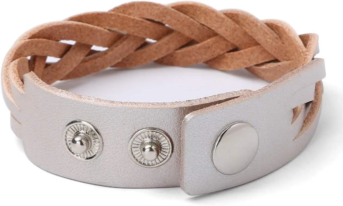CCBFY Genuine Leather Bracelet Braided Sporty Wide Wristband Punk Jewelry for Men Women