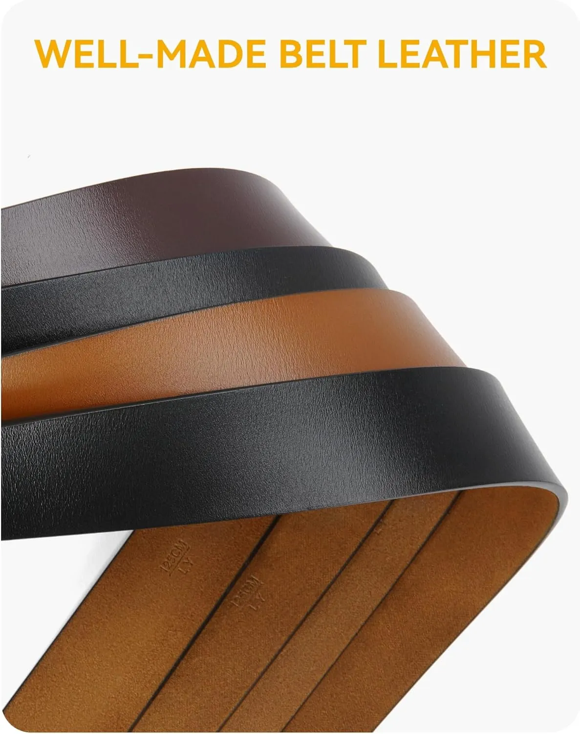 CHAOREN Western Belts for Men without Buckle - Cowboy Belt 1.5" Full Grain Leather Belt for Jeans - One Solid Piece Leather