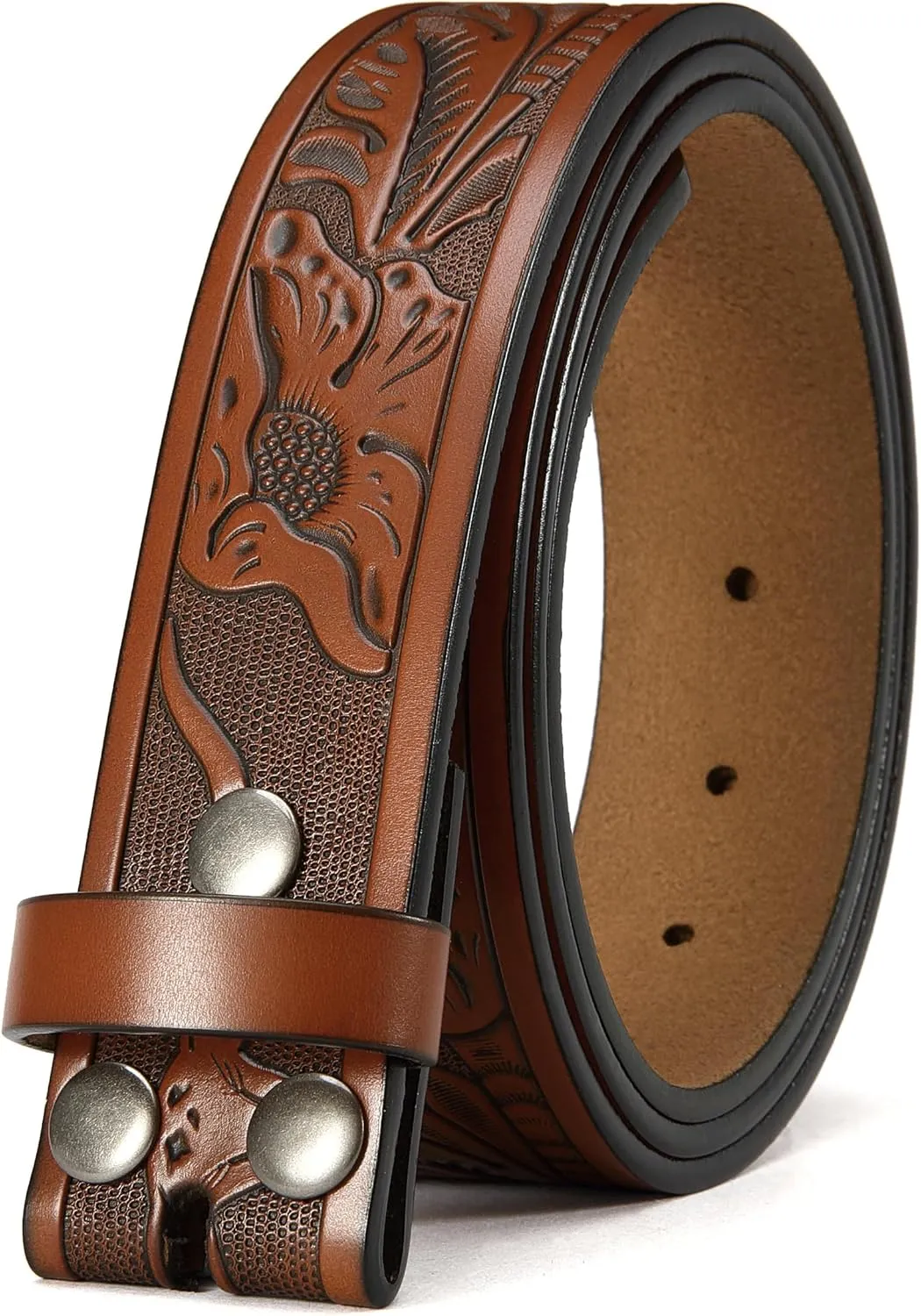 CHAOREN Western Belts for Men without Buckle - Cowboy Belt 1.5" Full Grain Leather Belt for Jeans - One Solid Piece Leather