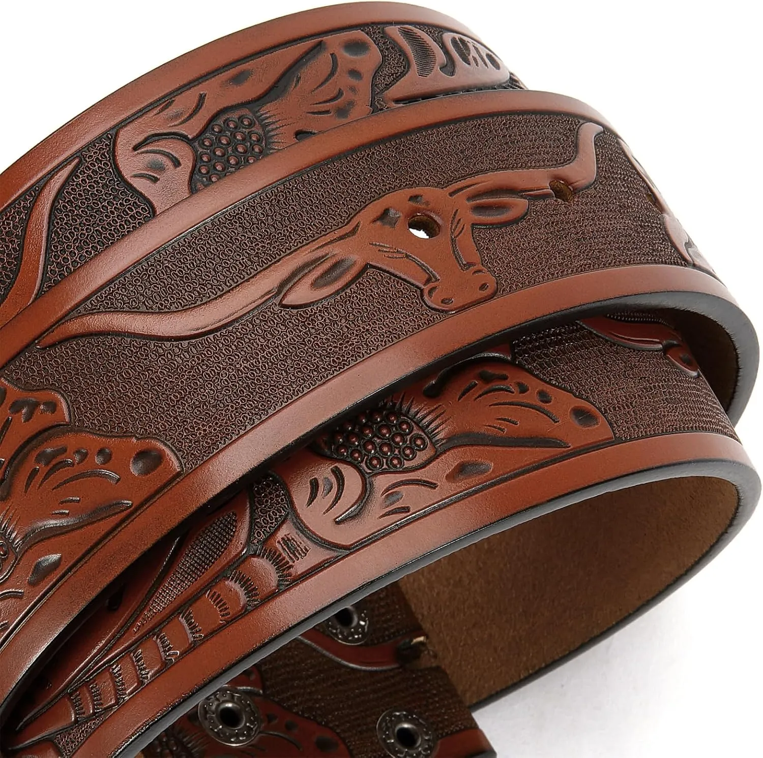 CHAOREN Western Belts for Men without Buckle - Cowboy Belt 1.5" Full Grain Leather Belt for Jeans - One Solid Piece Leather