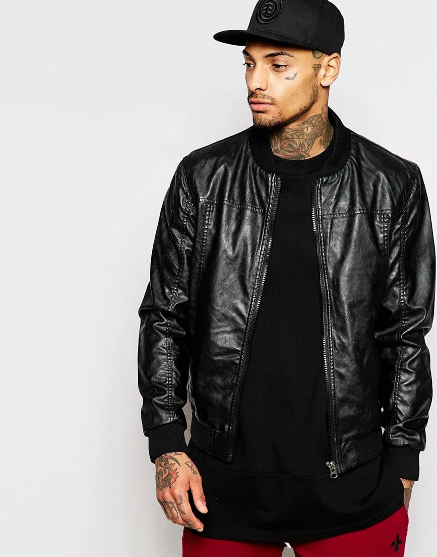 Cheats & Thieves Paneled Faux Leather Bomber
