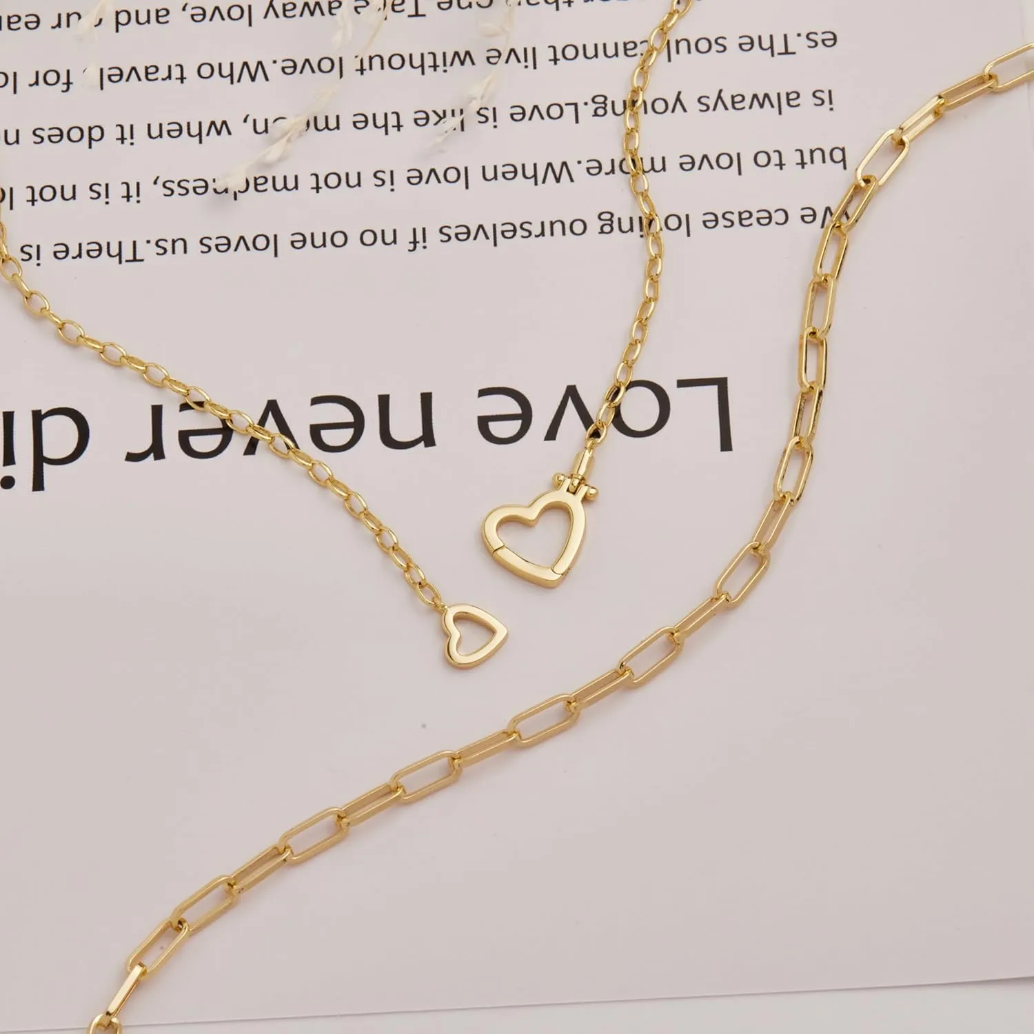 Chunky Gold Necklaces for Women Layered 14k Gold Silver Plated Heart Pearl Pendant Choker Necklace Trendy Dainty Stacked Paperclip Cuban Chain Simple Jewelry Valentine's Day Gifts Set