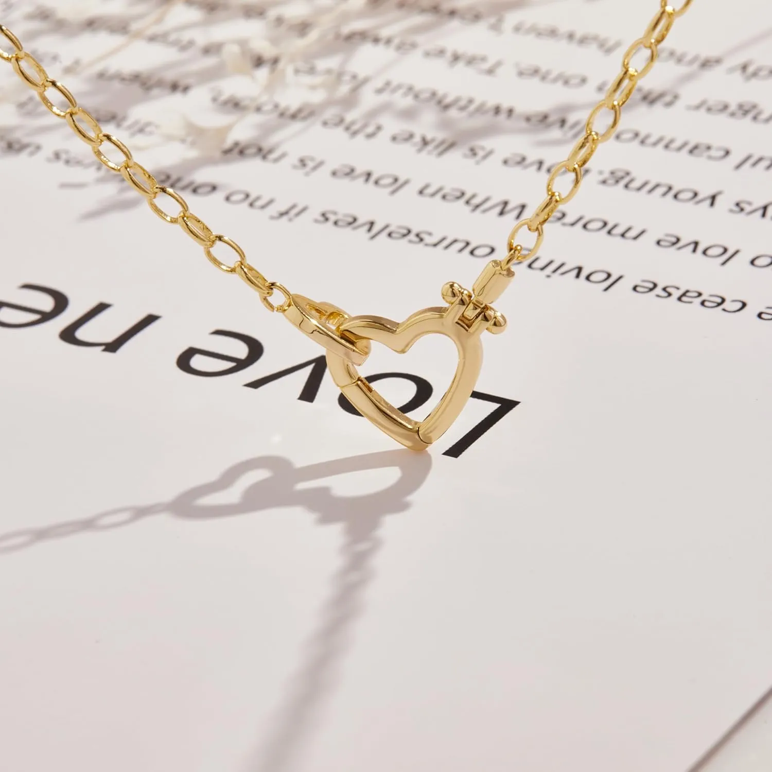 Chunky Gold Necklaces for Women Layered 14k Gold Silver Plated Heart Pearl Pendant Choker Necklace Trendy Dainty Stacked Paperclip Cuban Chain Simple Jewelry Valentine's Day Gifts Set