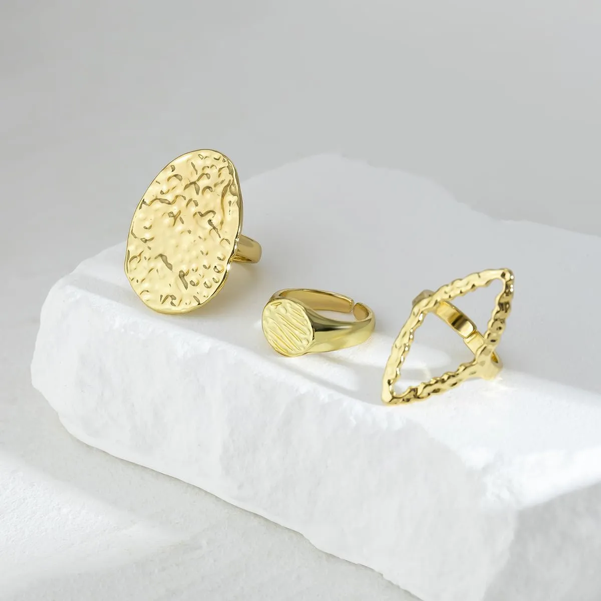 Chunky Gold Rings for Women Adjustable Silver Bold Thick Rings Gold Statement Rings Open Dome Ring Chunky Silver Rings for Women Minimalist Simple Rings