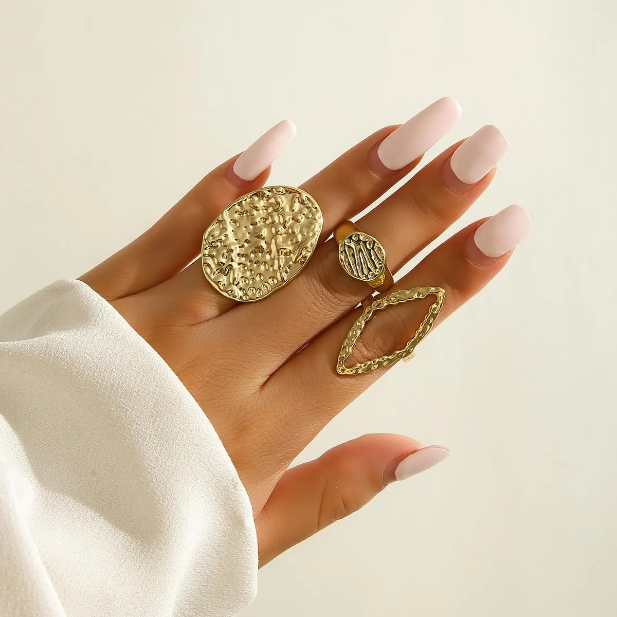 Chunky Gold Rings for Women Adjustable Silver Bold Thick Rings Gold Statement Rings Open Dome Ring Chunky Silver Rings for Women Minimalist Simple Rings