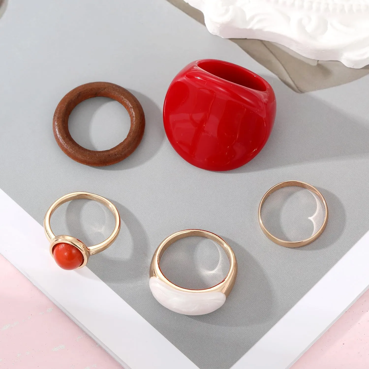 Chunky Gold Rings for Women Adjustable Silver Bold Thick Rings Gold Statement Rings Open Dome Ring Chunky Silver Rings for Women Minimalist Simple Rings