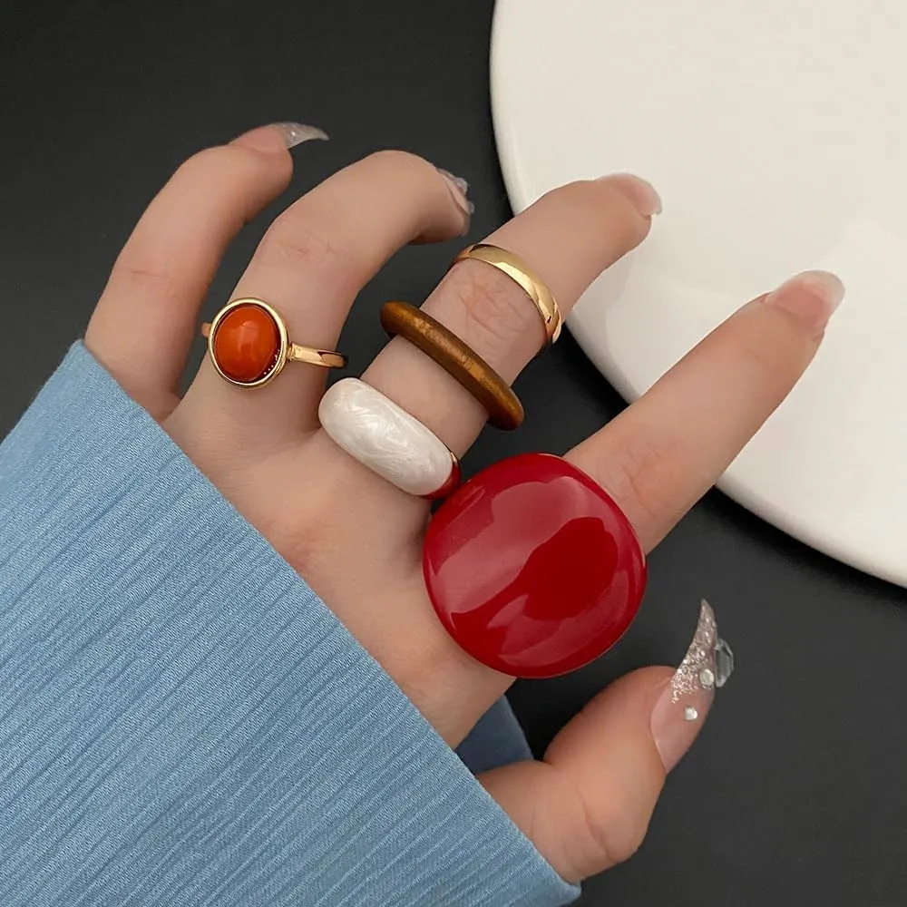 Chunky Gold Rings for Women Adjustable Silver Bold Thick Rings Gold Statement Rings Open Dome Ring Chunky Silver Rings for Women Minimalist Simple Rings