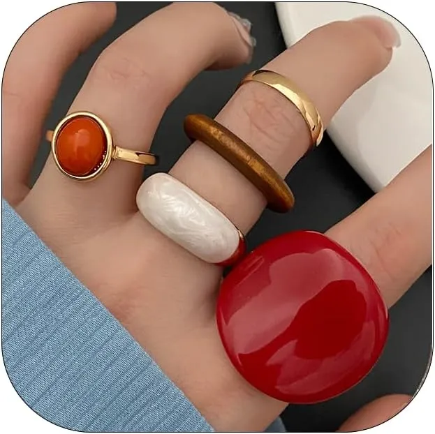 Chunky Gold Rings for Women Adjustable Silver Bold Thick Rings Gold Statement Rings Open Dome Ring Chunky Silver Rings for Women Minimalist Simple Rings