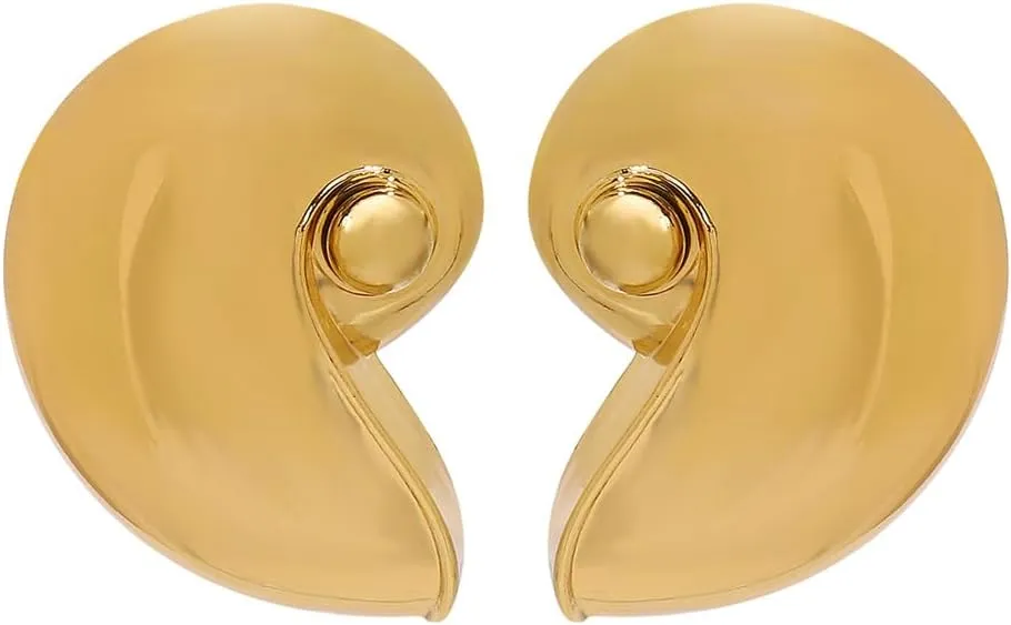 Chunky Seashell Dangle Earrings for Women Gold Plated Fashion Big Ocean Sea Snail Conch Statement Drop Dangling Earring Lightweight Polished Holiday Y2K Beachy Party Jewelry Gifts