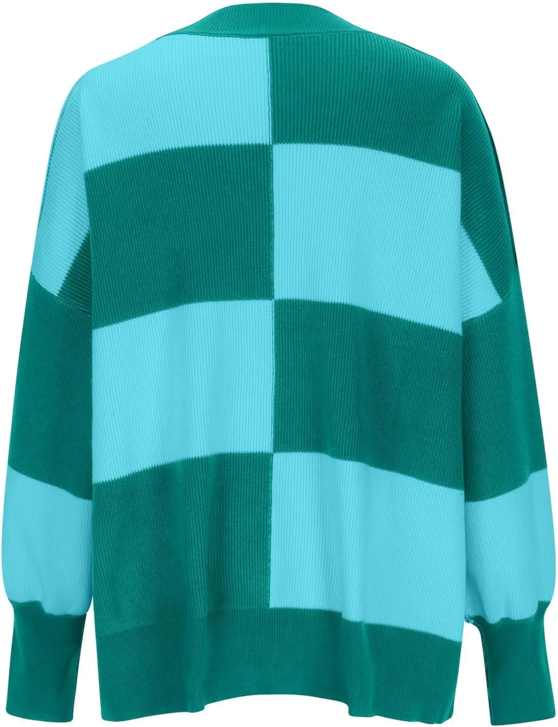 Colorblock Long Sleeve Plus Size Sweaters for Women Lantern Long Sleeve Crew Neck Loose Casual Sweater Trendy Cute Tops