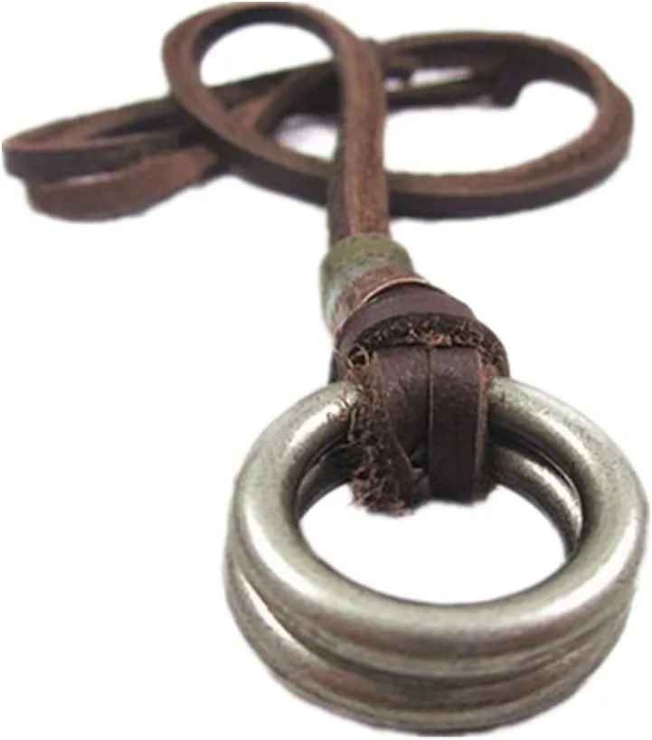 COOLLA Brown Leather and Alloy Pendant Adiustable Men's Leather Necklace Pl233