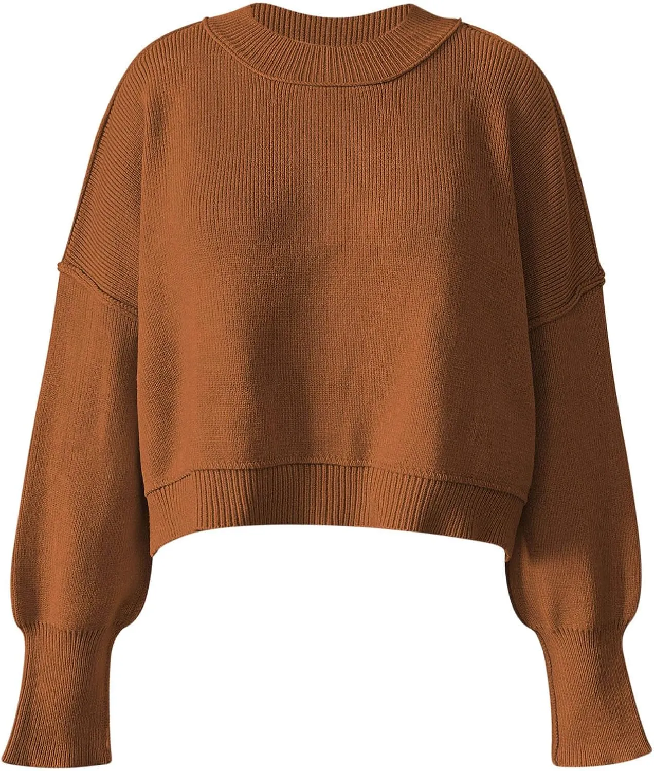 Cropped Casual Knit Pullover Sweaters for Women Oversize Long Sleeve Side Split Fashion Trendy Sweater Fall Knitted Tops