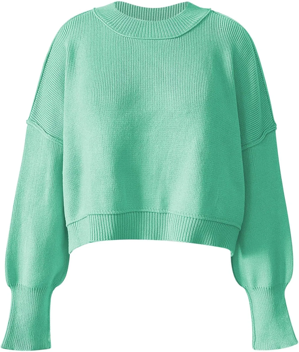 Cropped Casual Knit Pullover Sweaters for Women Oversize Long Sleeve Side Split Fashion Trendy Sweater Fall Knitted Tops
