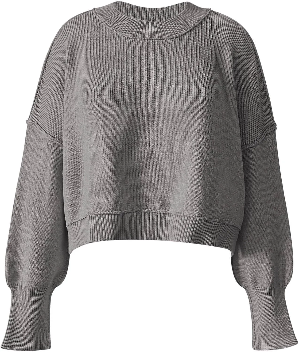 Cropped Casual Knit Pullover Sweaters for Women Oversize Long Sleeve Side Split Fashion Trendy Sweater Fall Knitted Tops