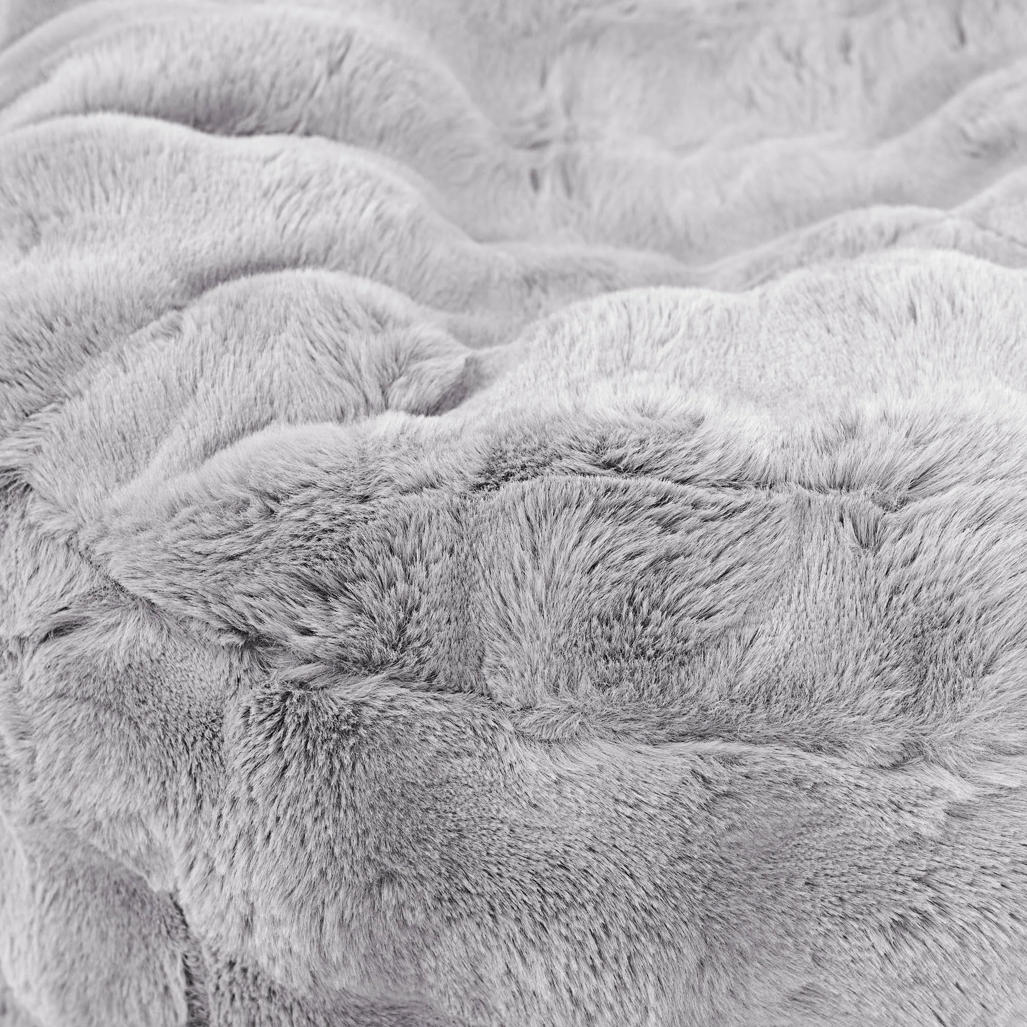 Cube Footstool Pouffe - Bubble Faux Fur Grey