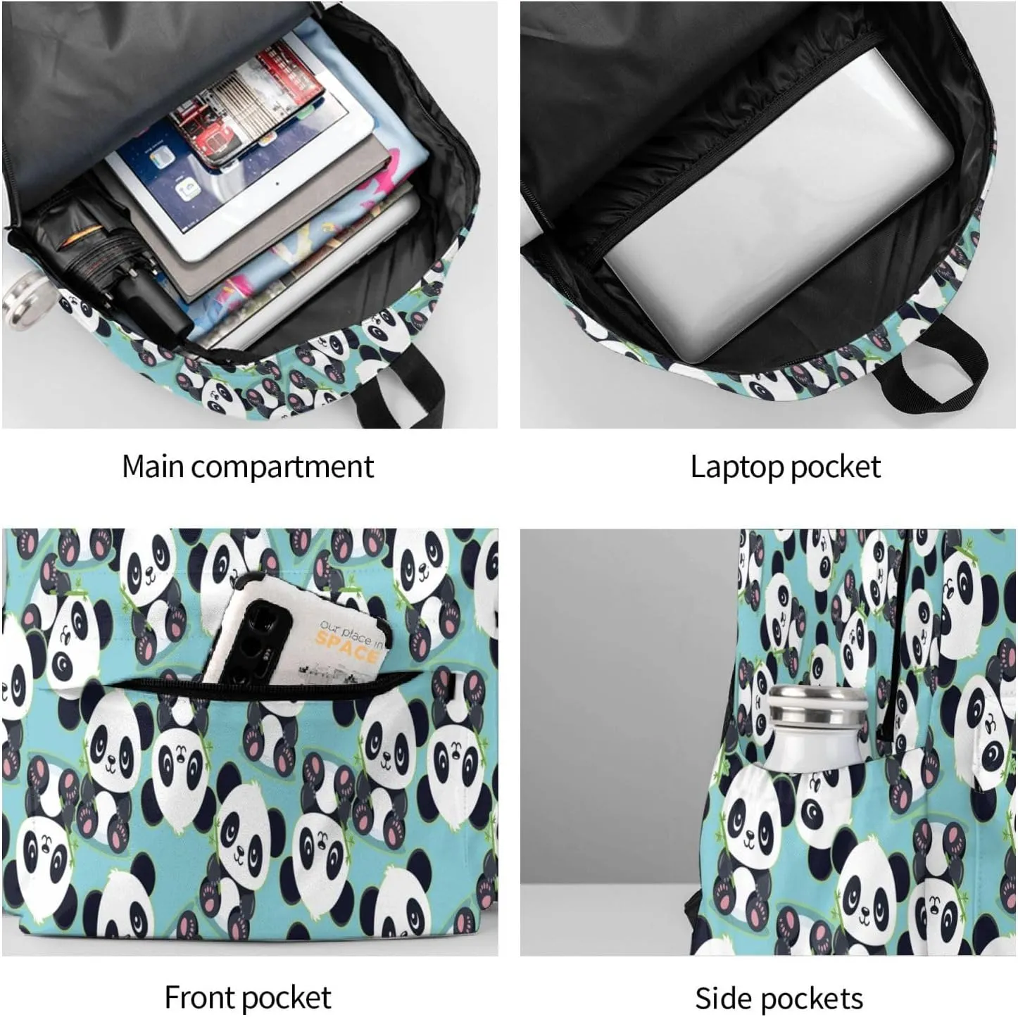 Cute Cartoon Panda Bamboo Multipurpose School Bag Bookbag for Teenage Boys Girls Daily Backpack