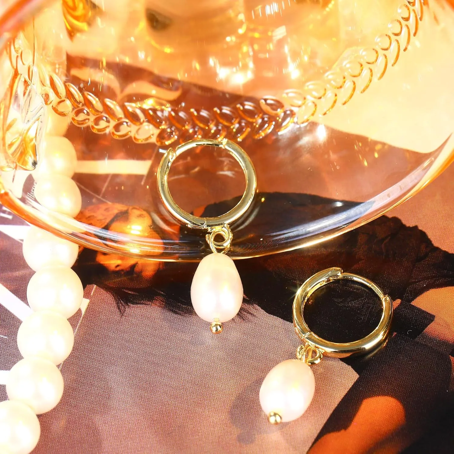 Dainty Gold Huggie Hoop Earrings Dangle Drop 18K Gold Filled Chunky Dangling Earrings Hypoallergenic Earrings with CZ Dainty Earrings for Women