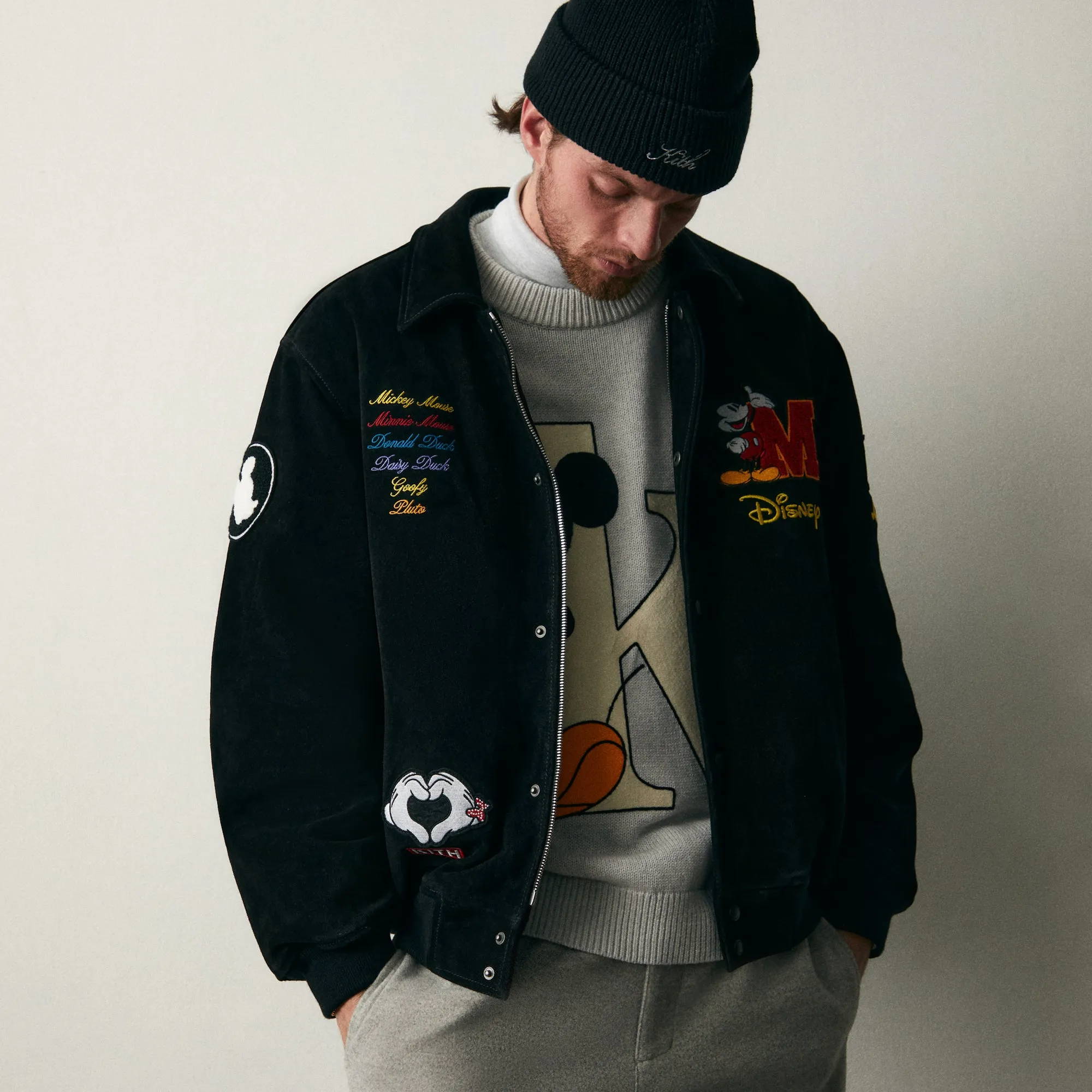 Disney | Kith for Mickey & Friends Suede Varsity Jacket - Black