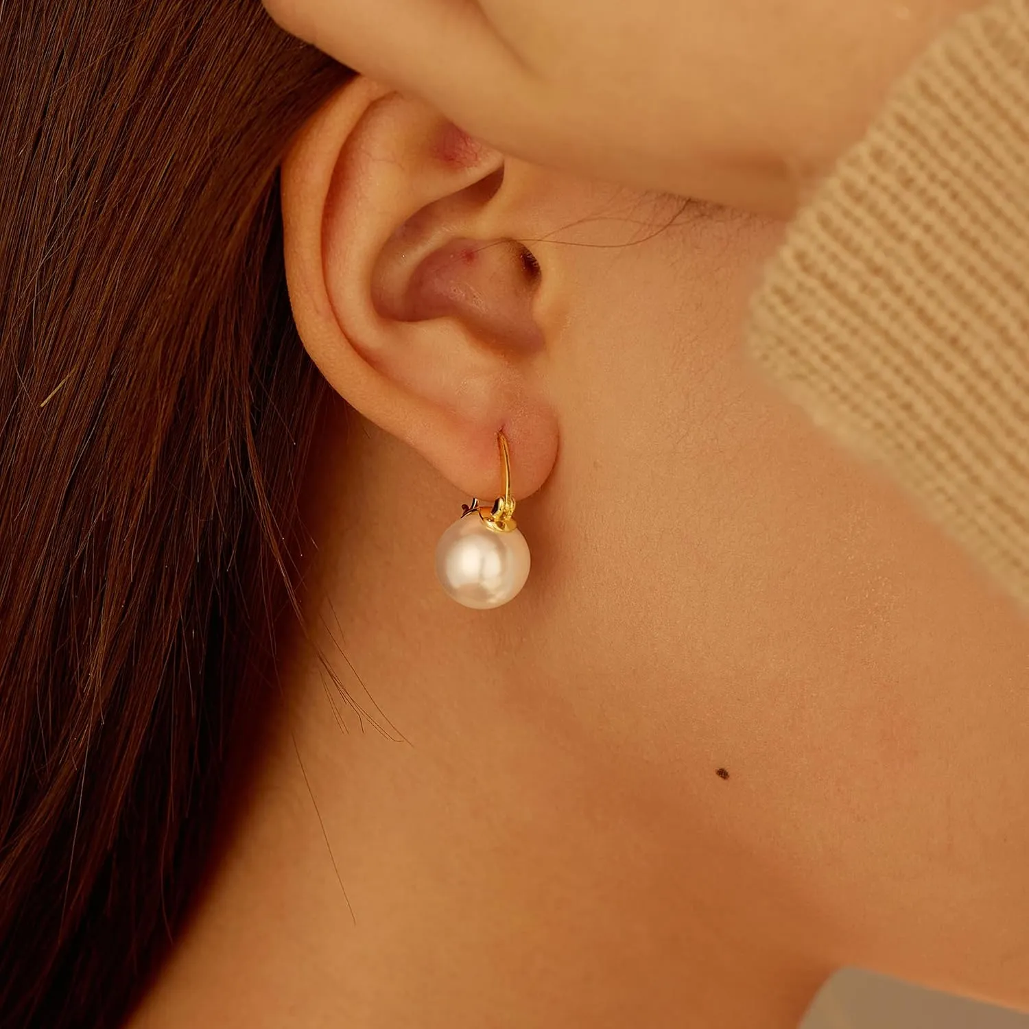 Double Bead Pearl Earrings for Women 925 Sterling Silver Gold Big Pearl Lightweight Ball Stud Earrings Trendy Dangle Drop Earring Bridal Wedding Jewelry Birthday Christmas Gift for Her