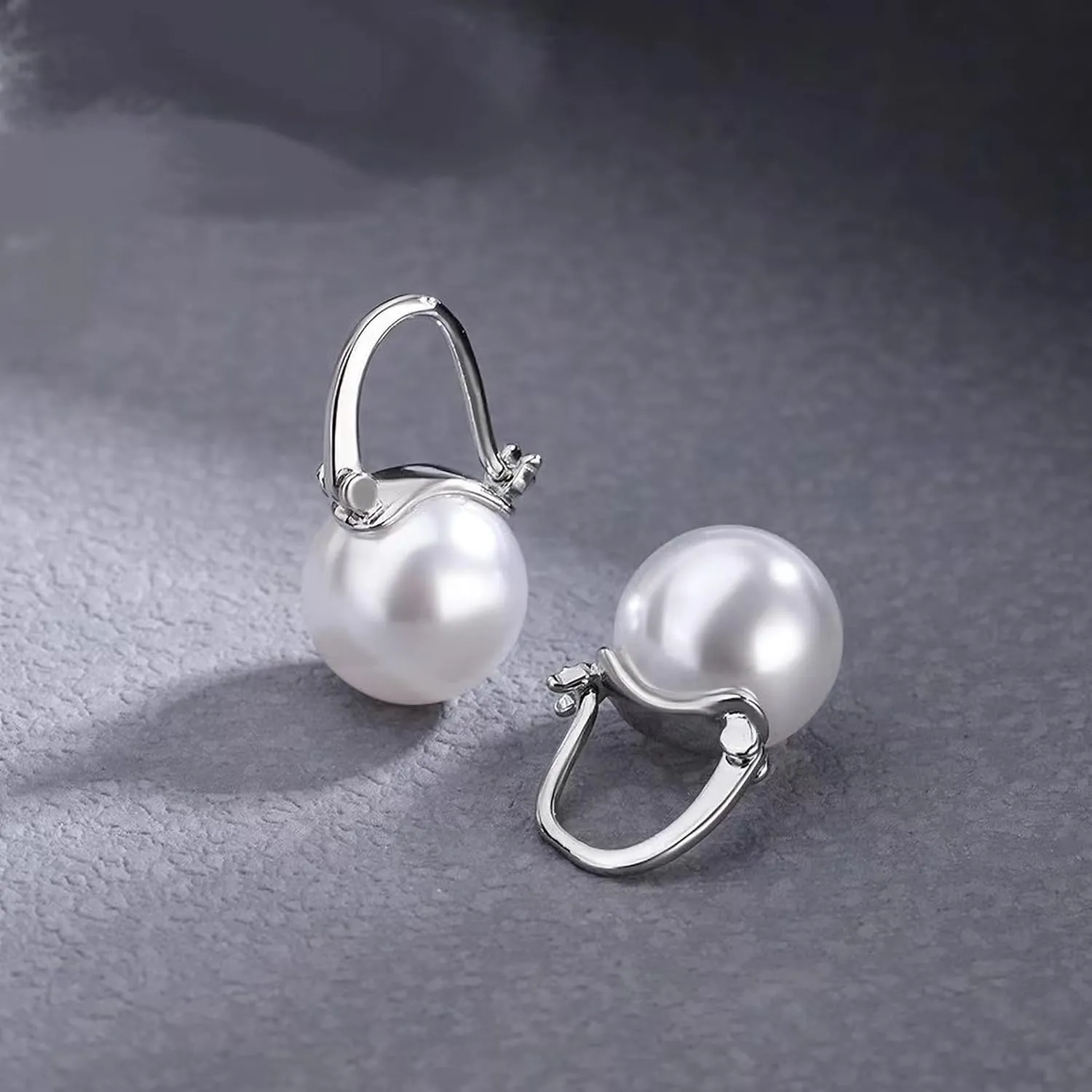 Double Bead Pearl Earrings for Women 925 Sterling Silver Gold Big Pearl Lightweight Ball Stud Earrings Trendy Dangle Drop Earring Bridal Wedding Jewelry Birthday Christmas Gift for Her