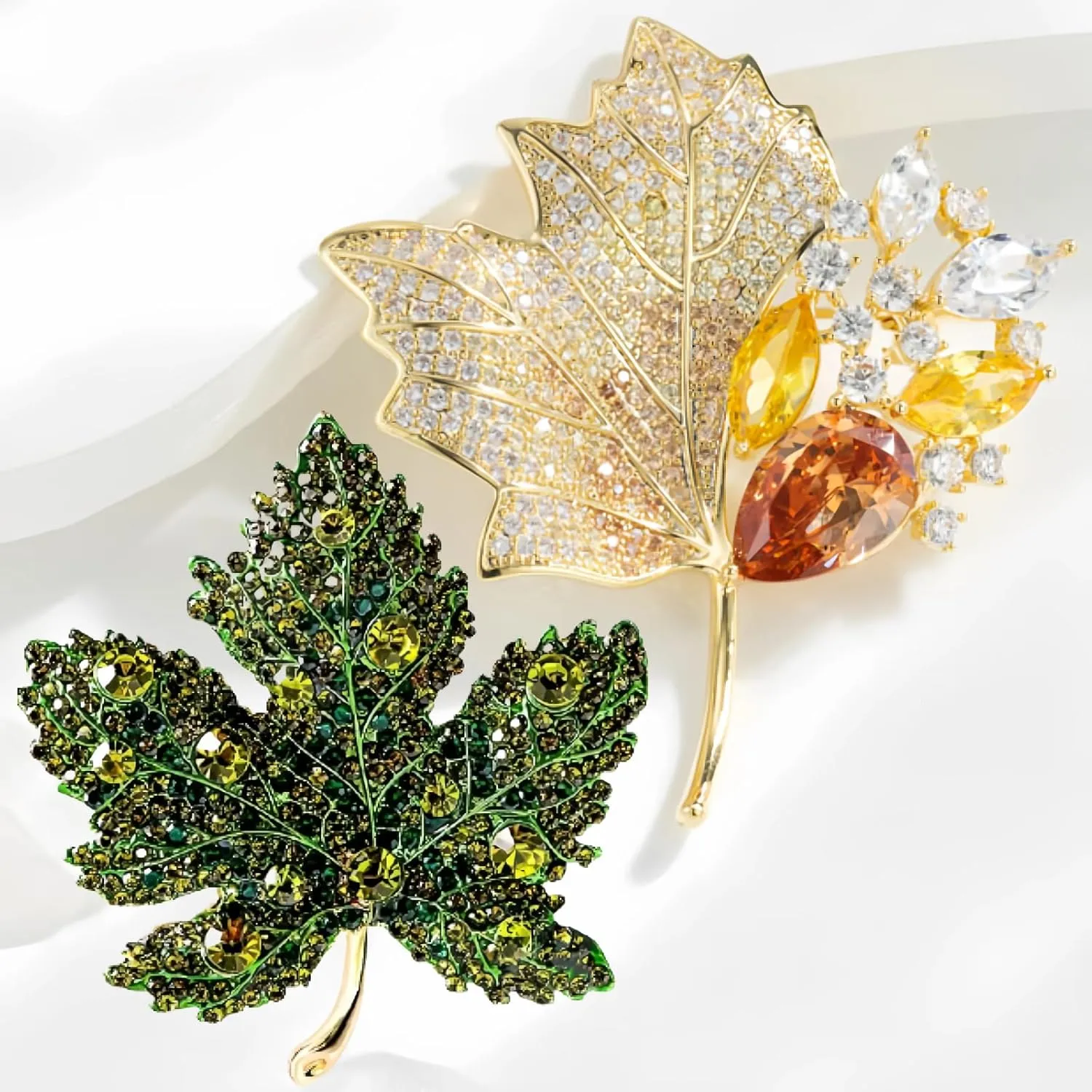 Elegant Leaf-shaped Crystal Brooch, Perfect for Any OccasionRose Gold/Silver