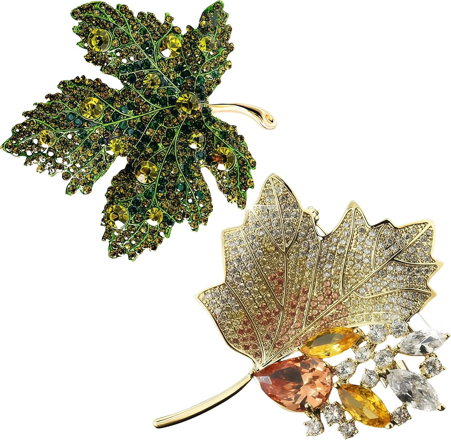 Elegant Leaf-shaped Crystal Brooch, Perfect for Any OccasionRose Gold/Silver