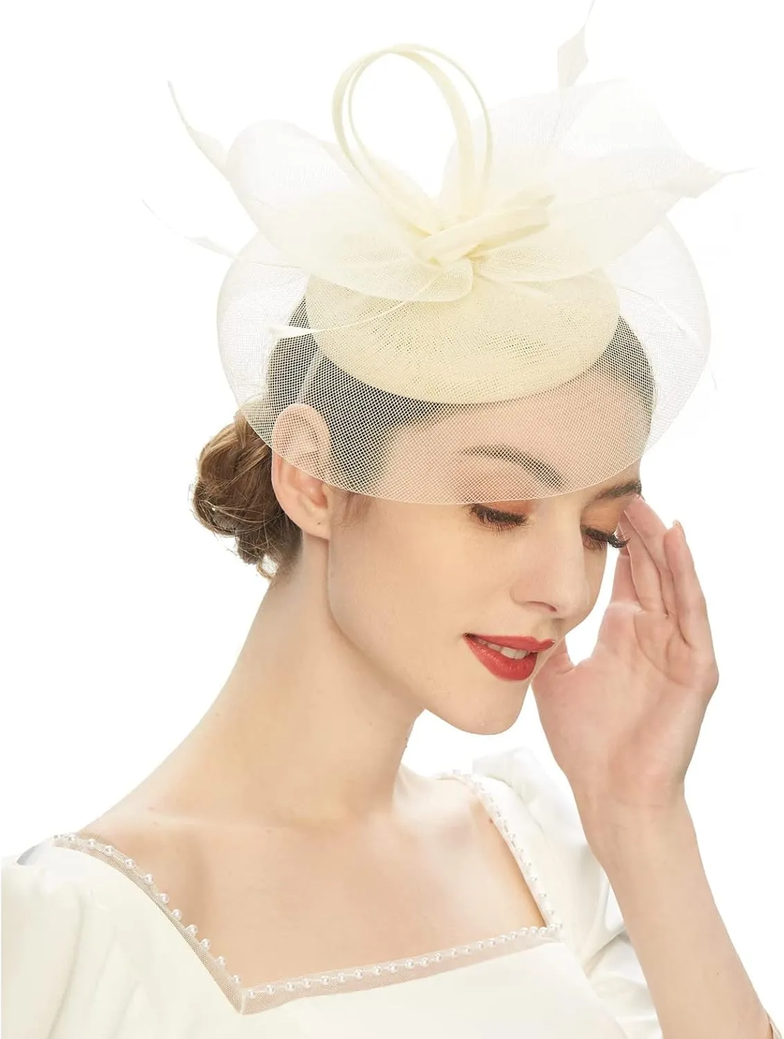 Fascinator for Women Derby Tea Party Casual Feather Headband Trendy 1920s Flapper Hair Clip Fascinators Headpiece