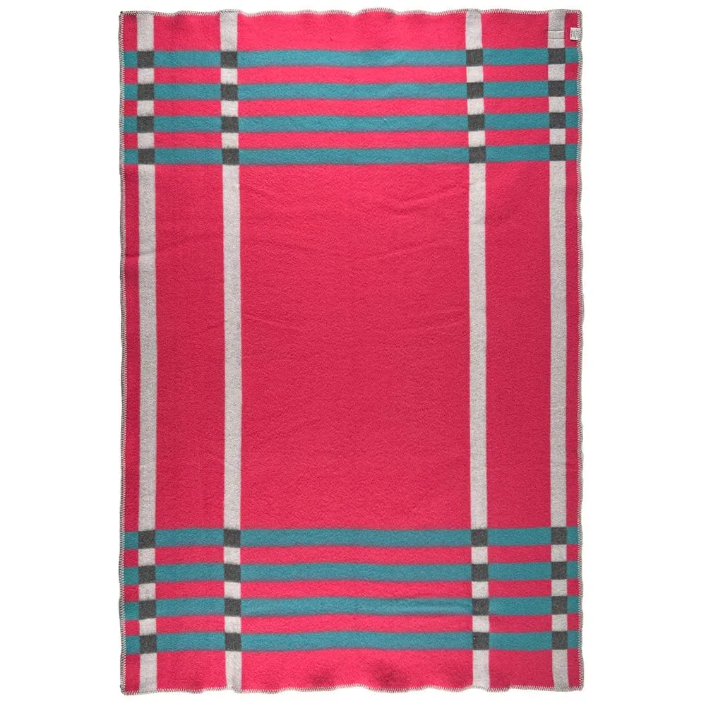 Framed Plaid Wool Throw - Pink/Smoke