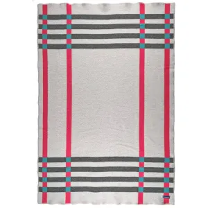 Framed Plaid Wool Throw - Pink/Smoke