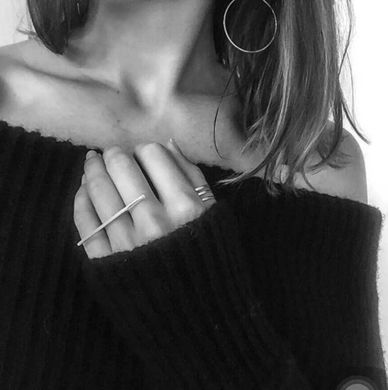 Geometric Finger Silver Wrap Ring Gold Long Bar Ring for Women