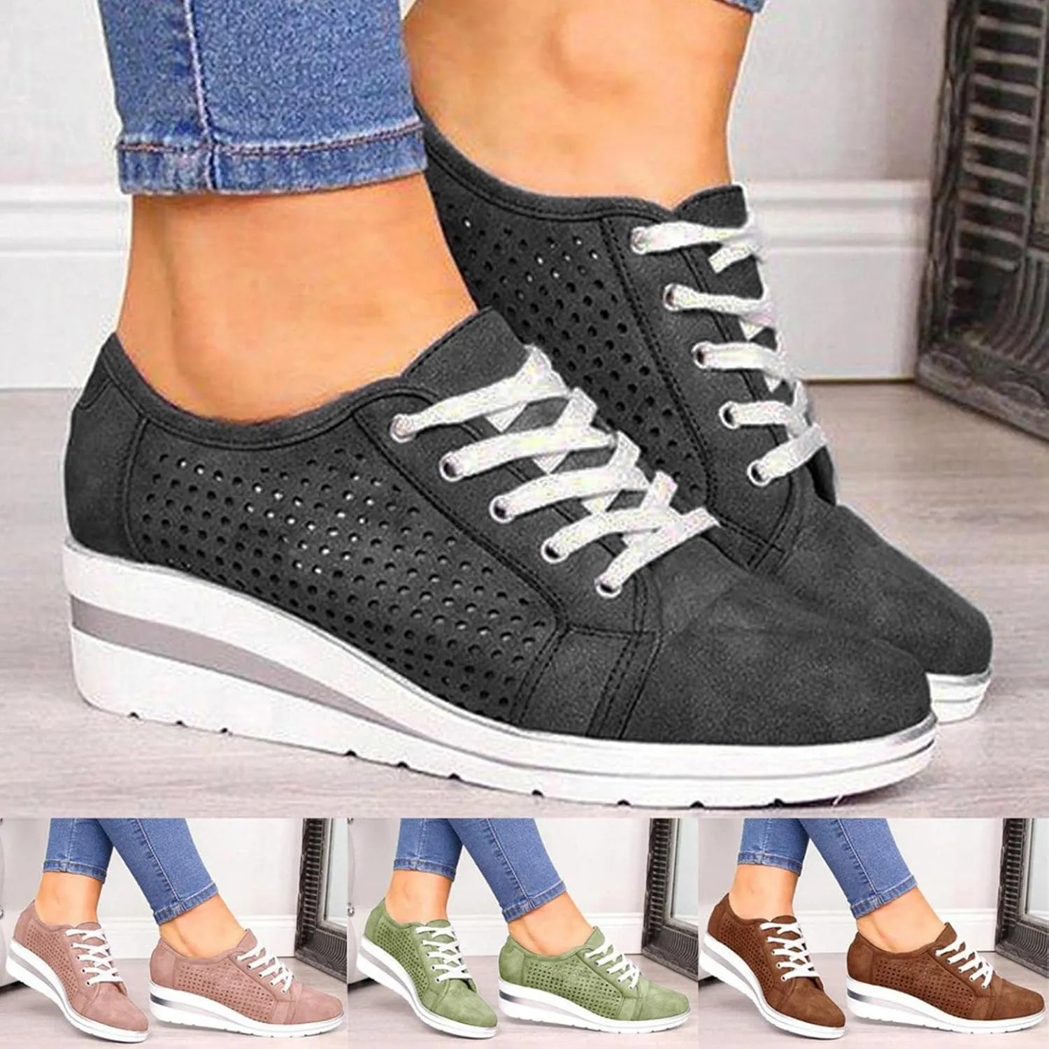 Gibobby Sandals for Women Comfort Loafers Breathable Mesh Non-Slip Platform Flat Wedge Shoes Lightweight Soft Casual Sneakers