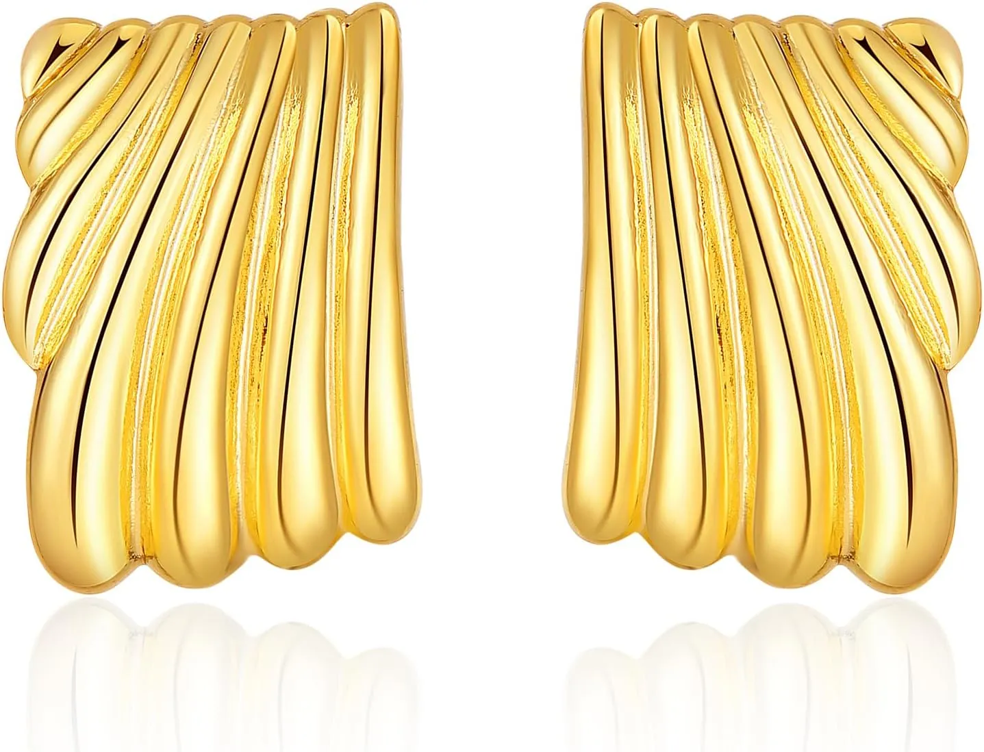 Gold Chunky Earrings for Women - Gold Dangle Earrings Shell - Chunky Earrings Gold Bow Beach Trendy Earring Hypoallergenic Jewelry Gifts