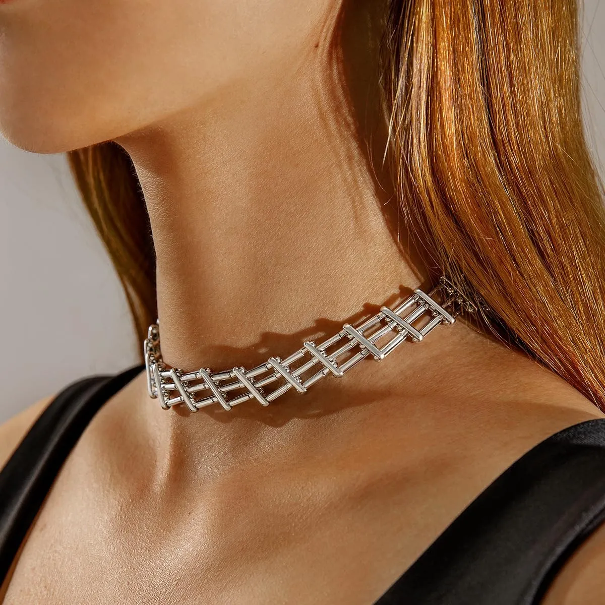 Gold Dainty Choker Necklace Mesh Chain Fashion Party Costume Jewelry