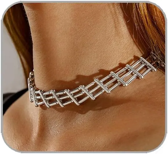 Gold Dainty Choker Necklace Mesh Chain Fashion Party Costume Jewelry